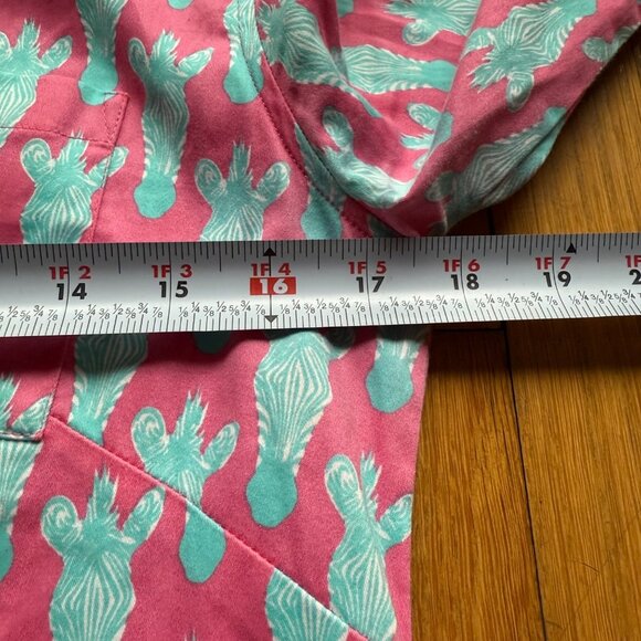 Tizzie Size XS Pink Aqua Zebra Print Split Neck Collar Cotton Blend Tunic Dress - Picture 12 of 15